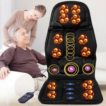 Portable Heated Vibrating Back Massager - Massage Chair Pad for Home Office Car Use